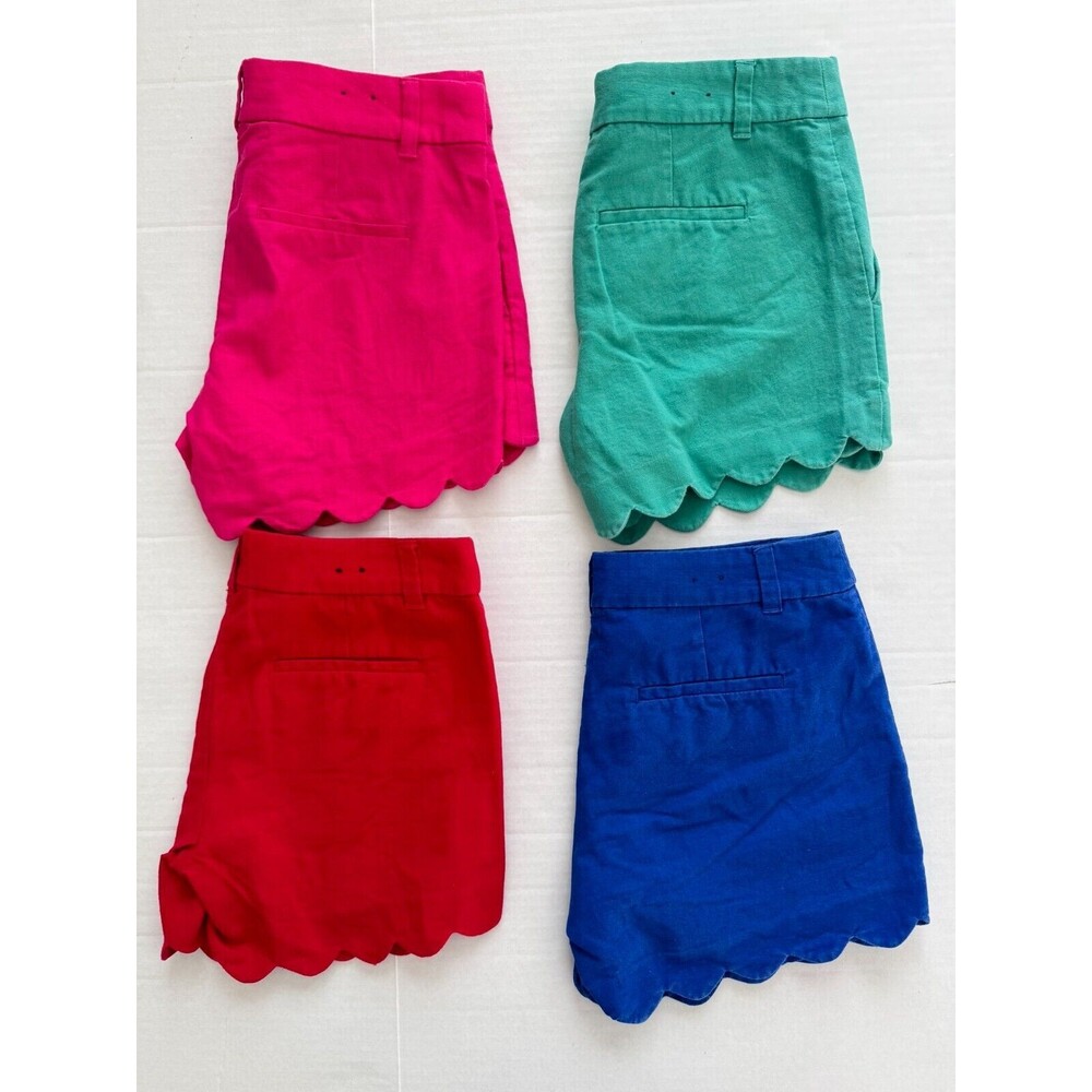4 of J. Crew Linen Blend Scalloped Shorts Chino Dressy Red/Pink/Green/Blue